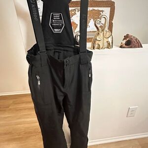 Men's Black snow pants with suspenders/ Overall